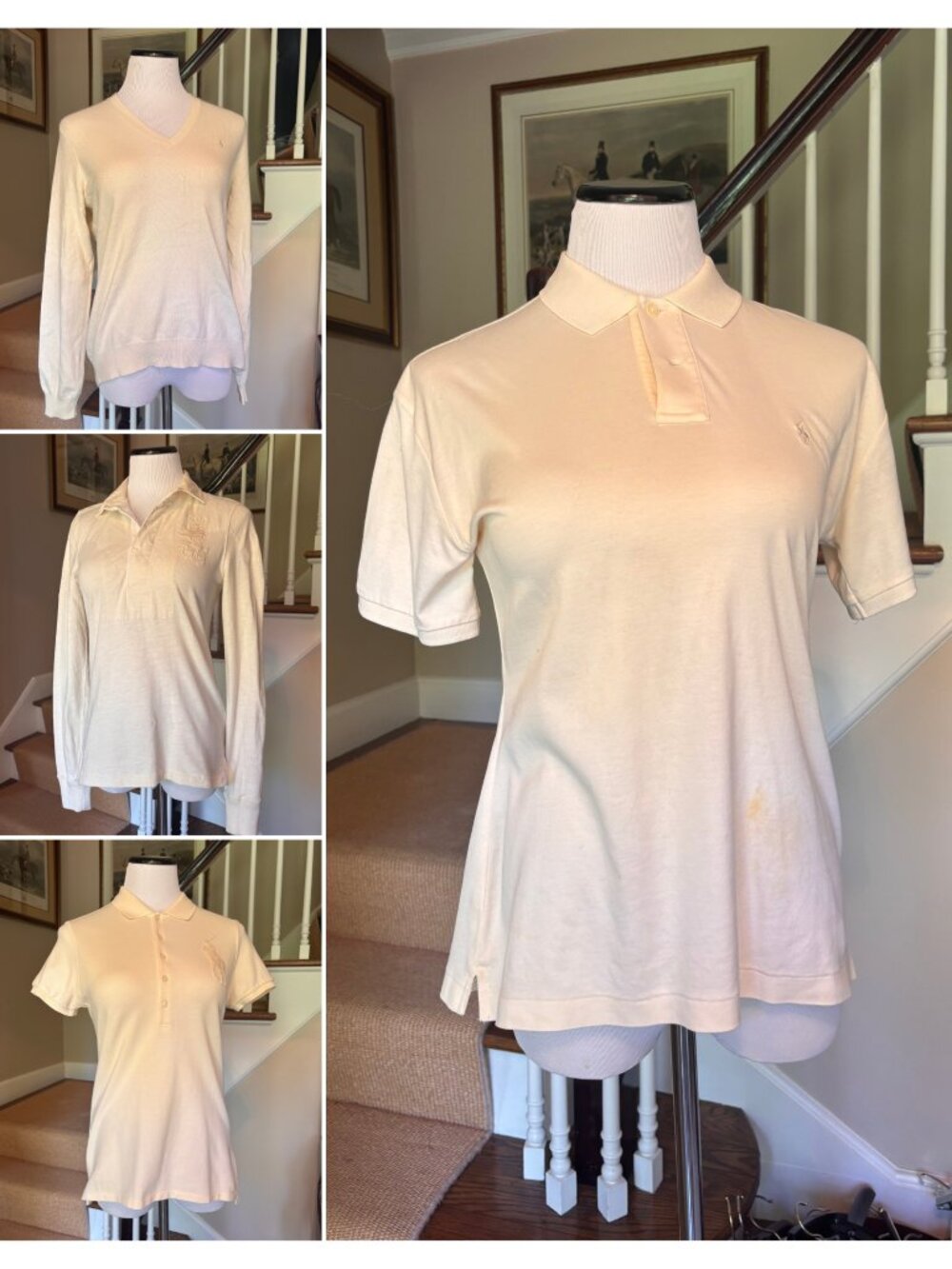 Polo Ralph Lauren Women's Bundle Lot of 4 Ivory Cream Polos & Sweater
